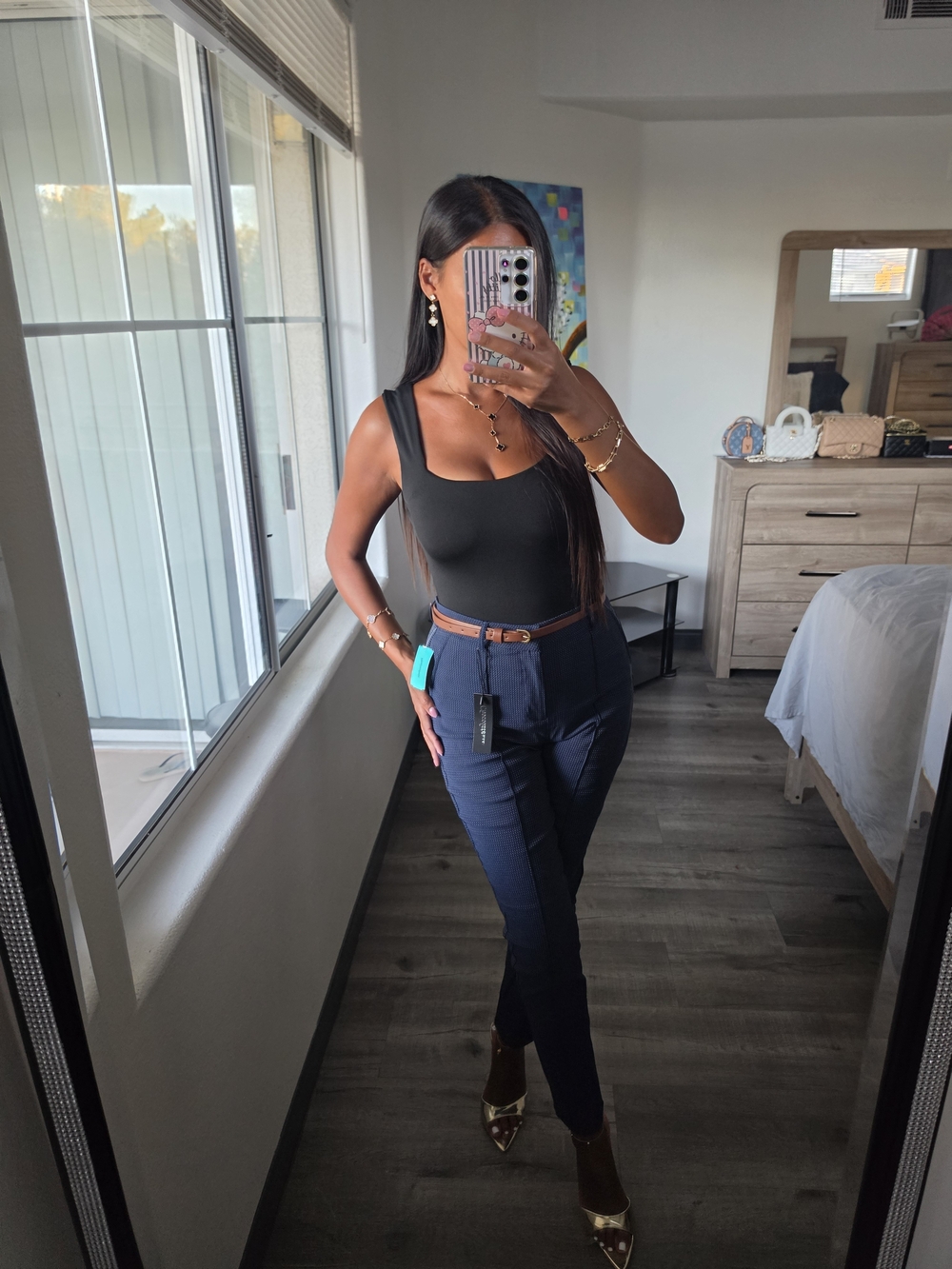 Classic Cutting Pants Cut Right Blue Sea Straight Cigarette With High